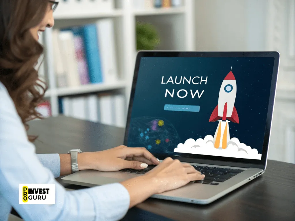 Person working on a laptop launch